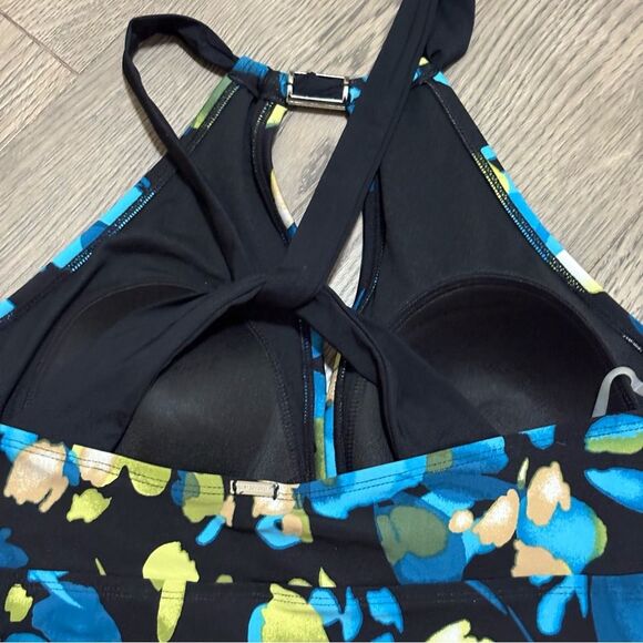 Dana Buchman Black Blue Floral Tankini Top NWT Women’s 14. - Picture 5 of 12